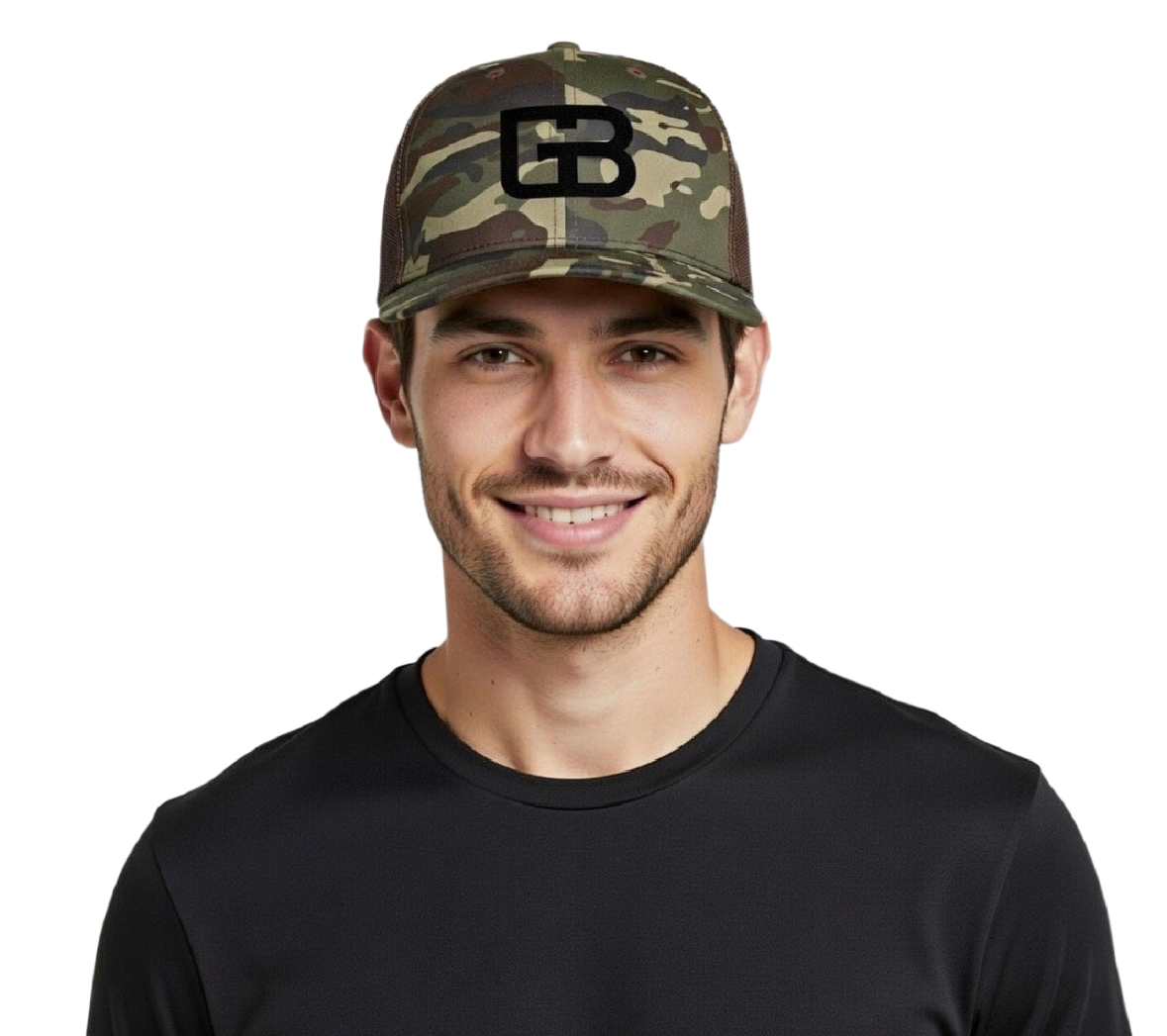GB Camo Brown Back trucker hat