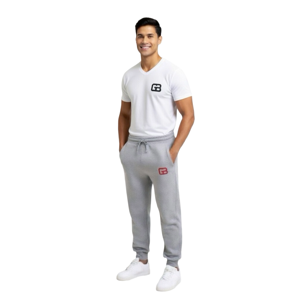 GB Light Gray Embroidered fleece sweatpants