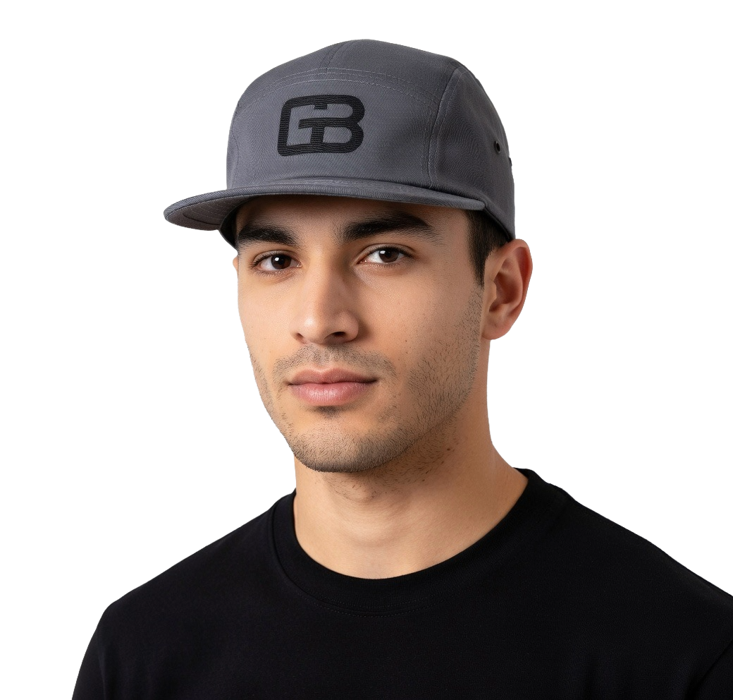 GB black over grey  five panel cap